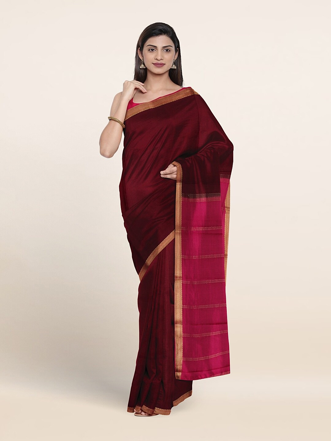 

Pothys Zari Pure Mysore Silk Saree, Purple