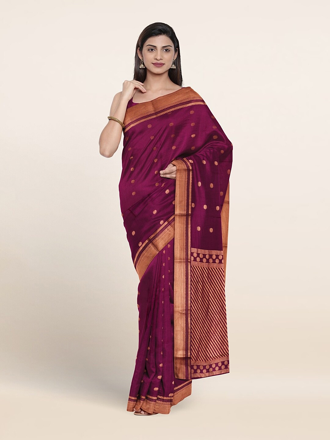 

Pothys Floral Woven Design Zari Pure Silk Saree, Purple
