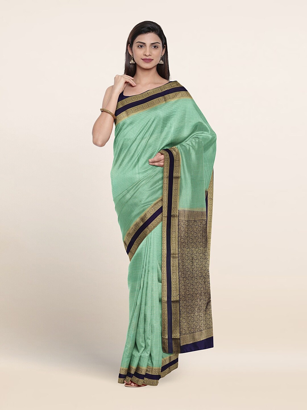 

Pothys Ethnic Motifs Woven Design Zari Pure Silk Saree, Green