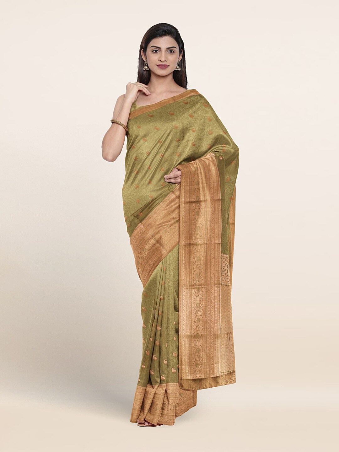 

Pothys Ethnic Motifs Woven Design Zari Pure Silk Saree, Green