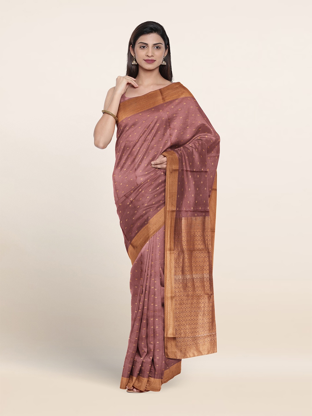

Pothys Ethnic Motif Woven Design Zari Pure Silk Saree, Mauve
