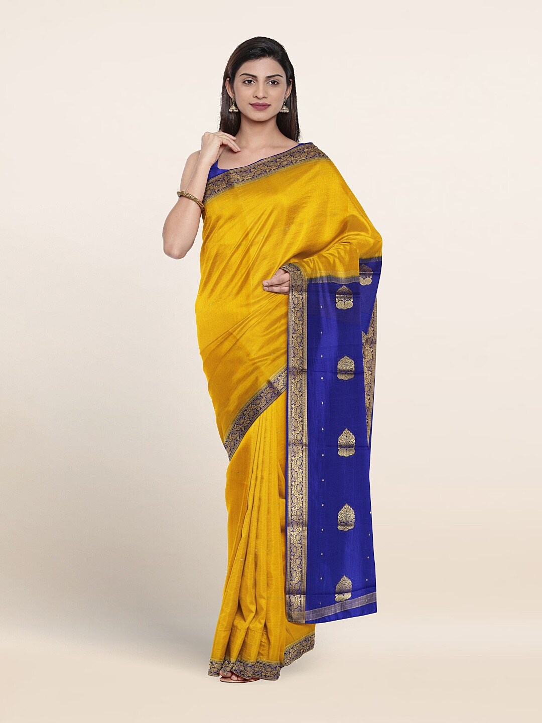 

Pothys Woven Design Bordered Zari Pure Silk Saree, Yellow