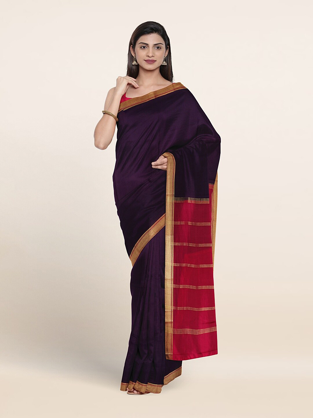 

Pothys Woven Design Bordered Zari Pure Silk Saree, Violet