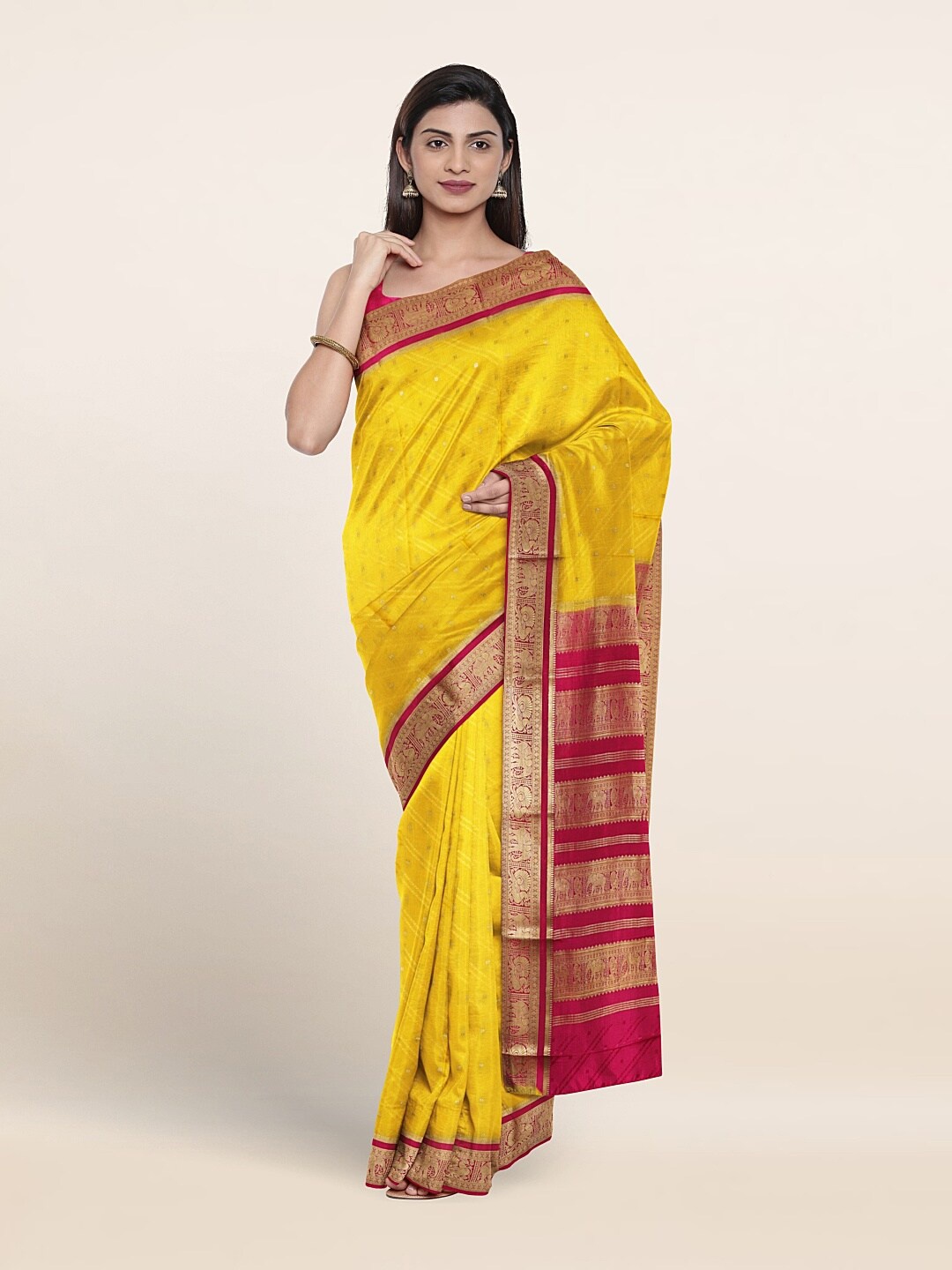 

Pothys Woven Design Zari Pure Silk Saree, Yellow