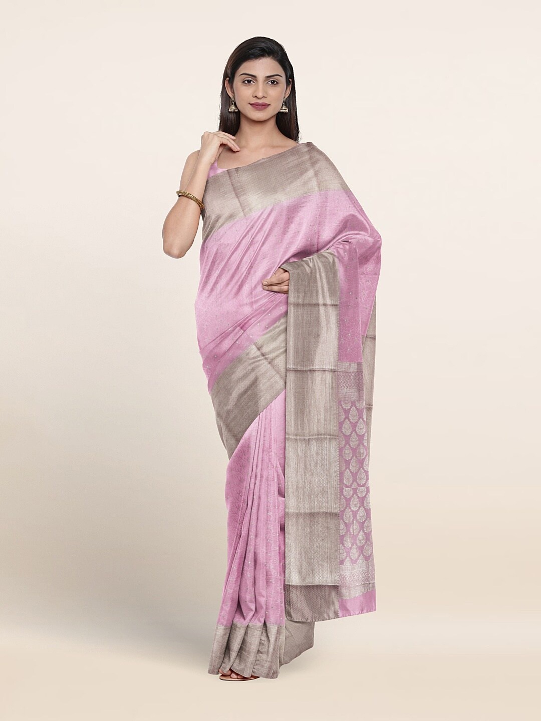 

Pothys Floral Woven Design Zari Pure Silk Saree, Pink