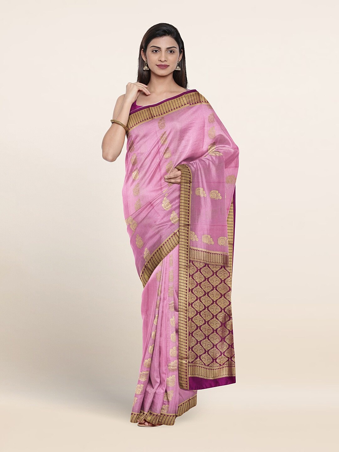 

Pothys Floral Woven Design Zari Pure Silk Saree, Pink