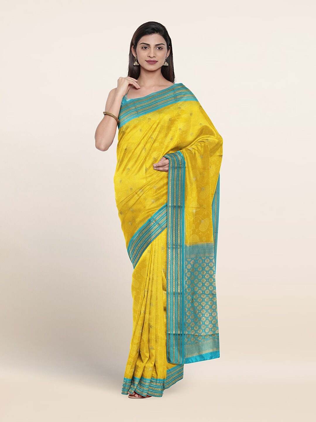 

Pothys Floral Woven Design Zari Pure Silk Saree, Yellow