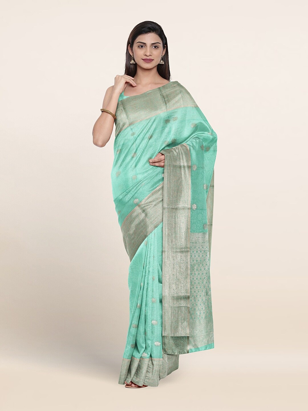 

Pothys Woven Design Zari Pure Silk Saree, Green