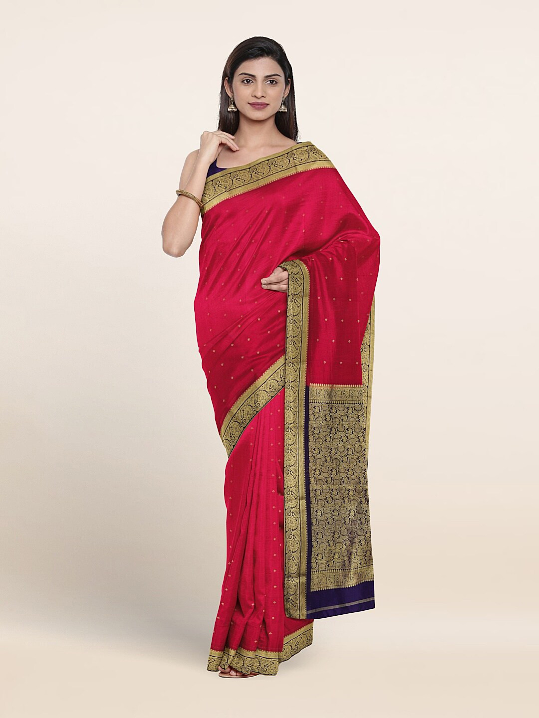 

Pothys Ethnic Motifs Woven Design Zari Pure Silk Saree, Pink