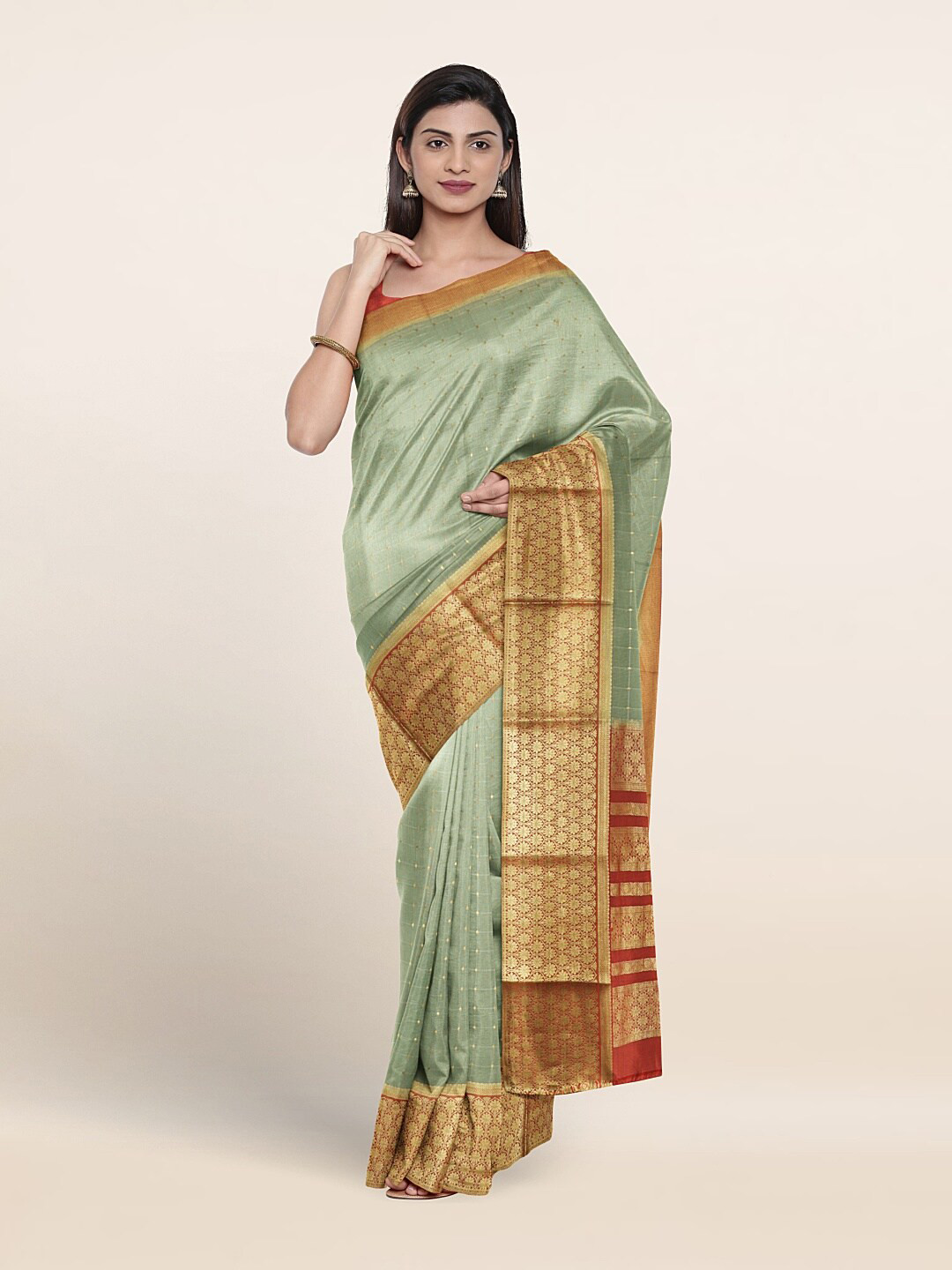 

Pothys Woven Design Zari Pure Silk Saree, Green