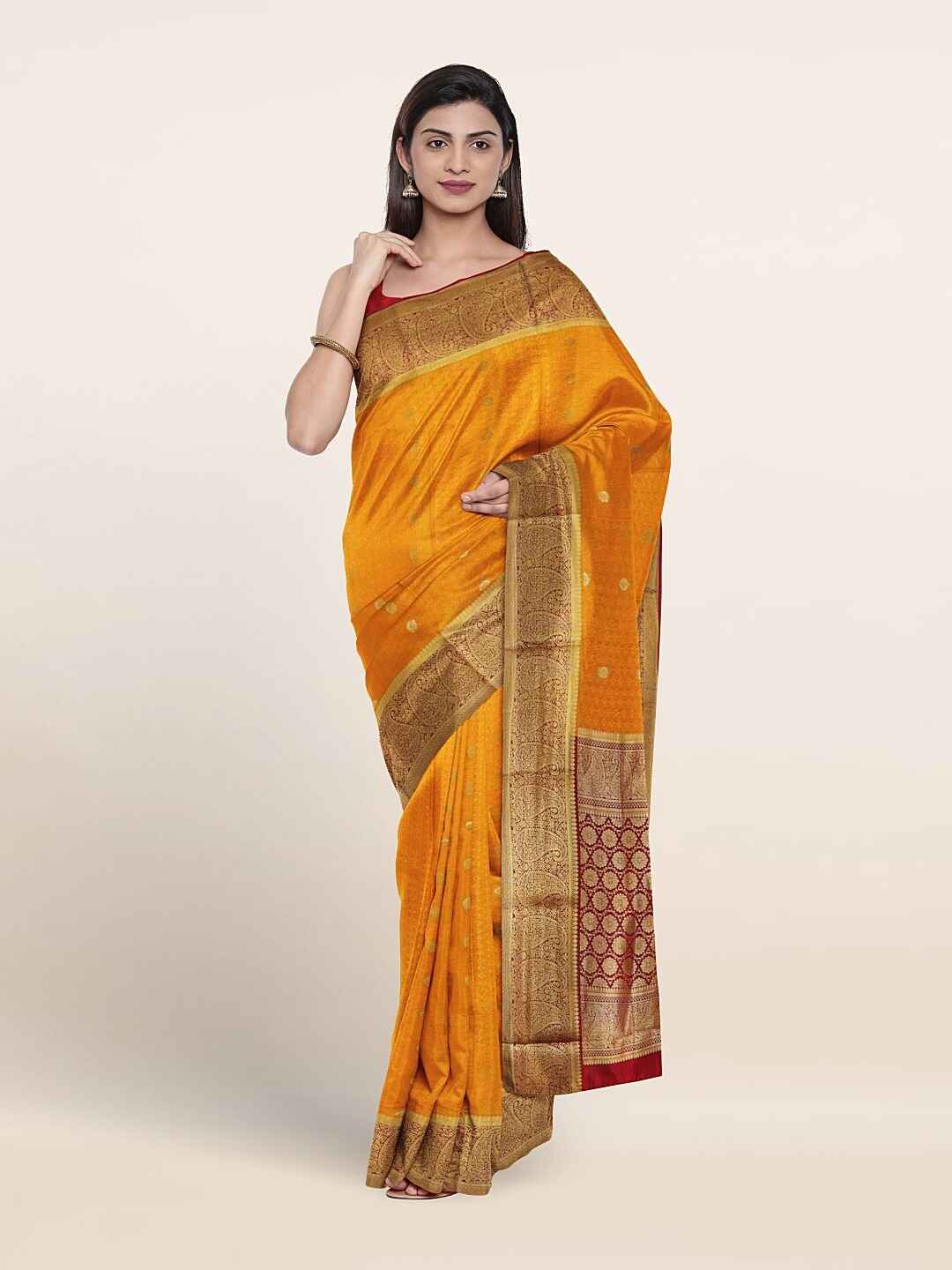 

Pothys Woven Design Zari Pure Silk Saree, Yellow