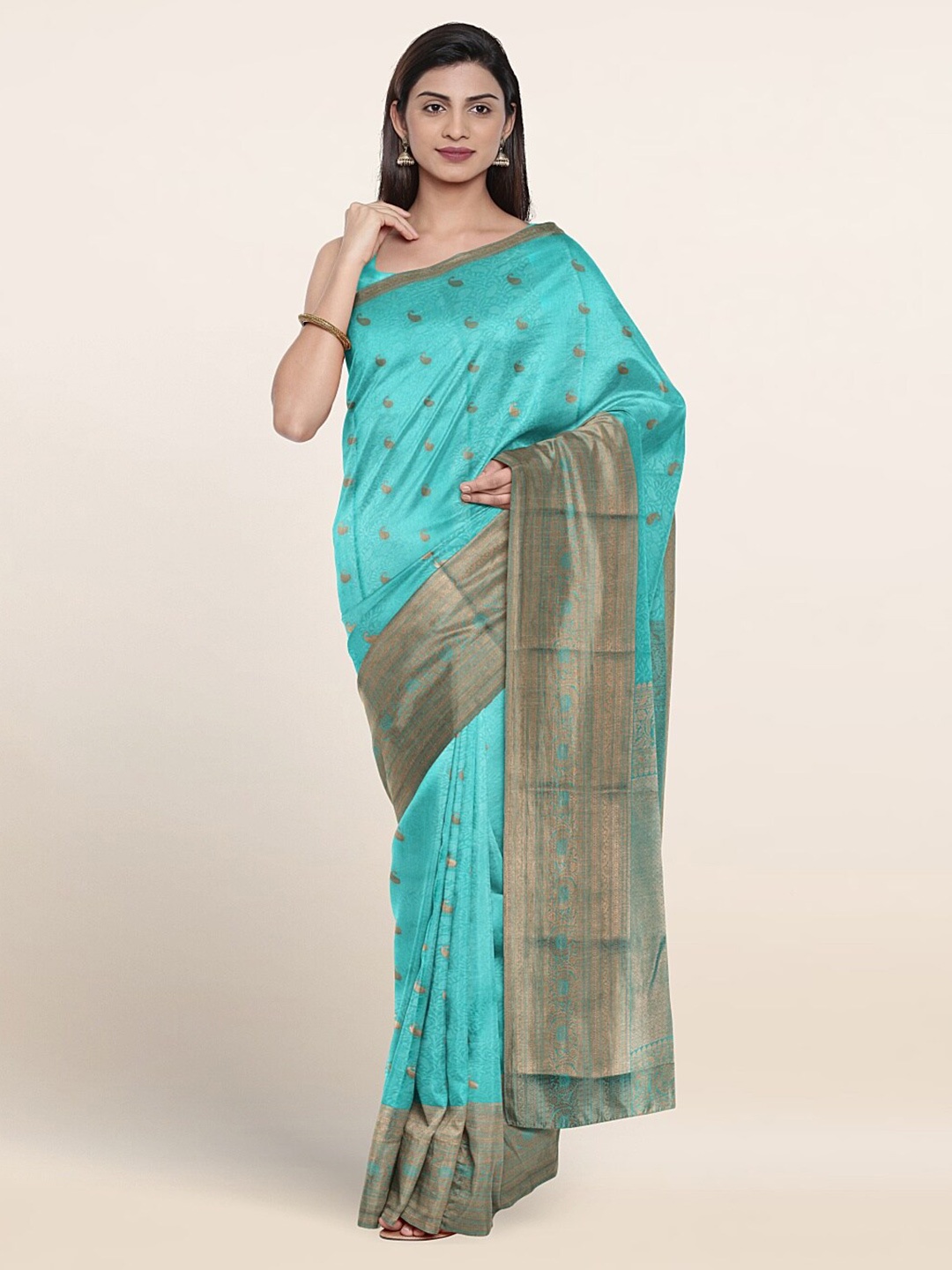 

Pothys Paisley Woven Design Zari Pure Silk Saree, Blue