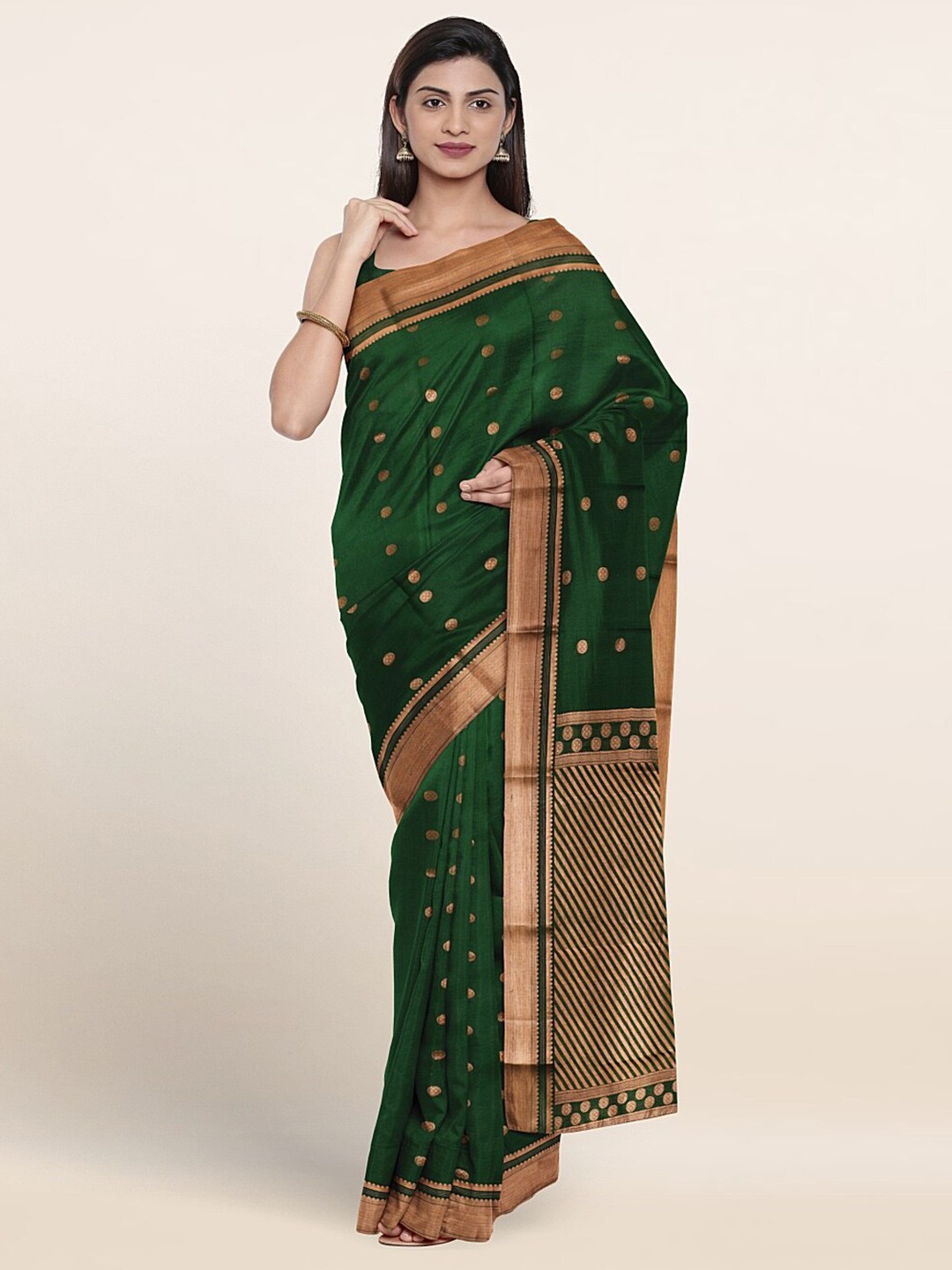

Pothys Floral Woven Design Zari Pure Silk Saree, Green