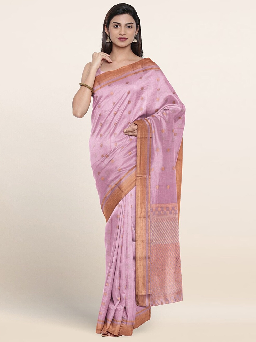 

Pothys Floral Woven Design Zari Pure Silk Saree, Pink
