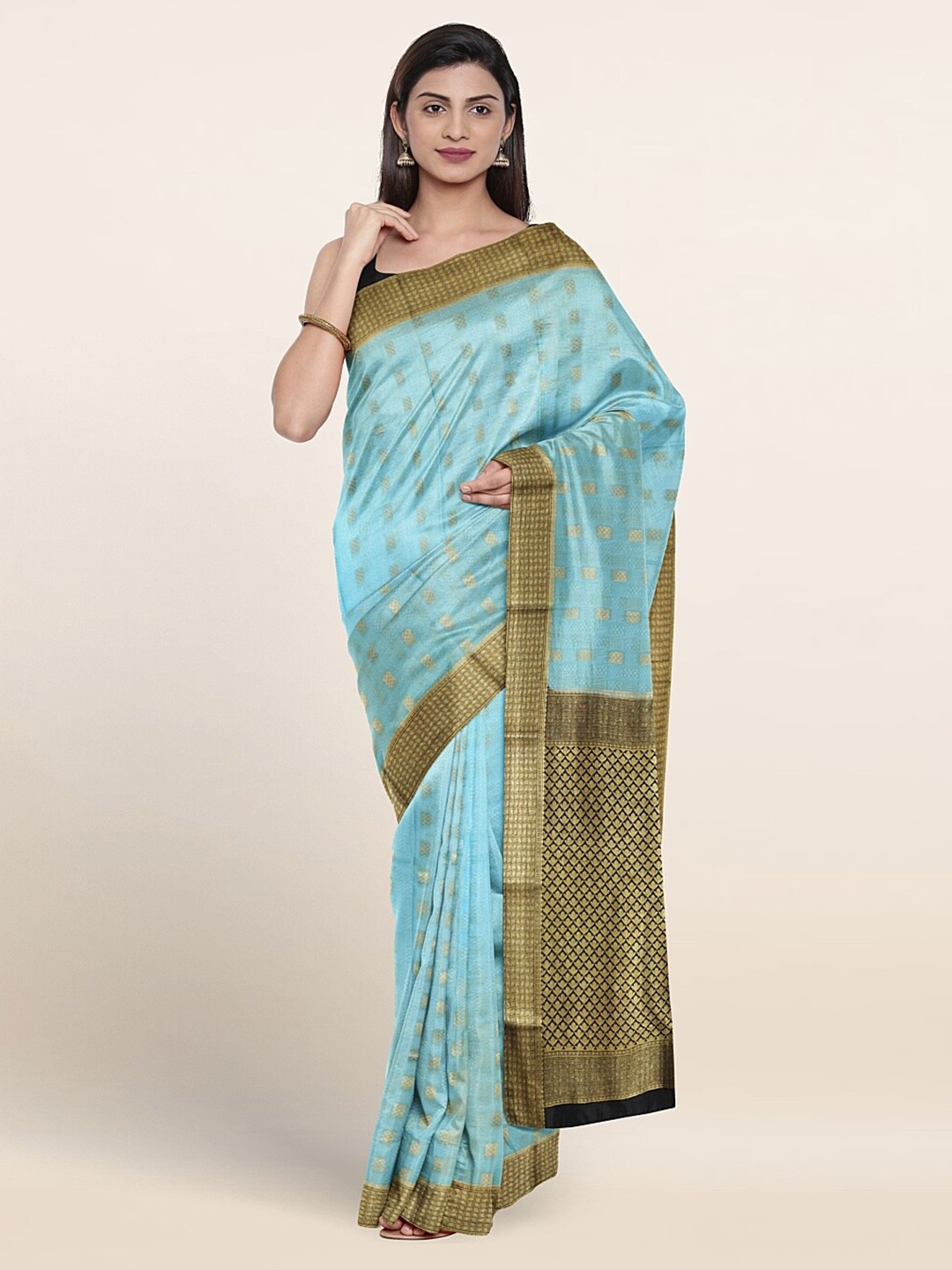

Pothys Woven Design Zari Pure Silk Saree, Blue