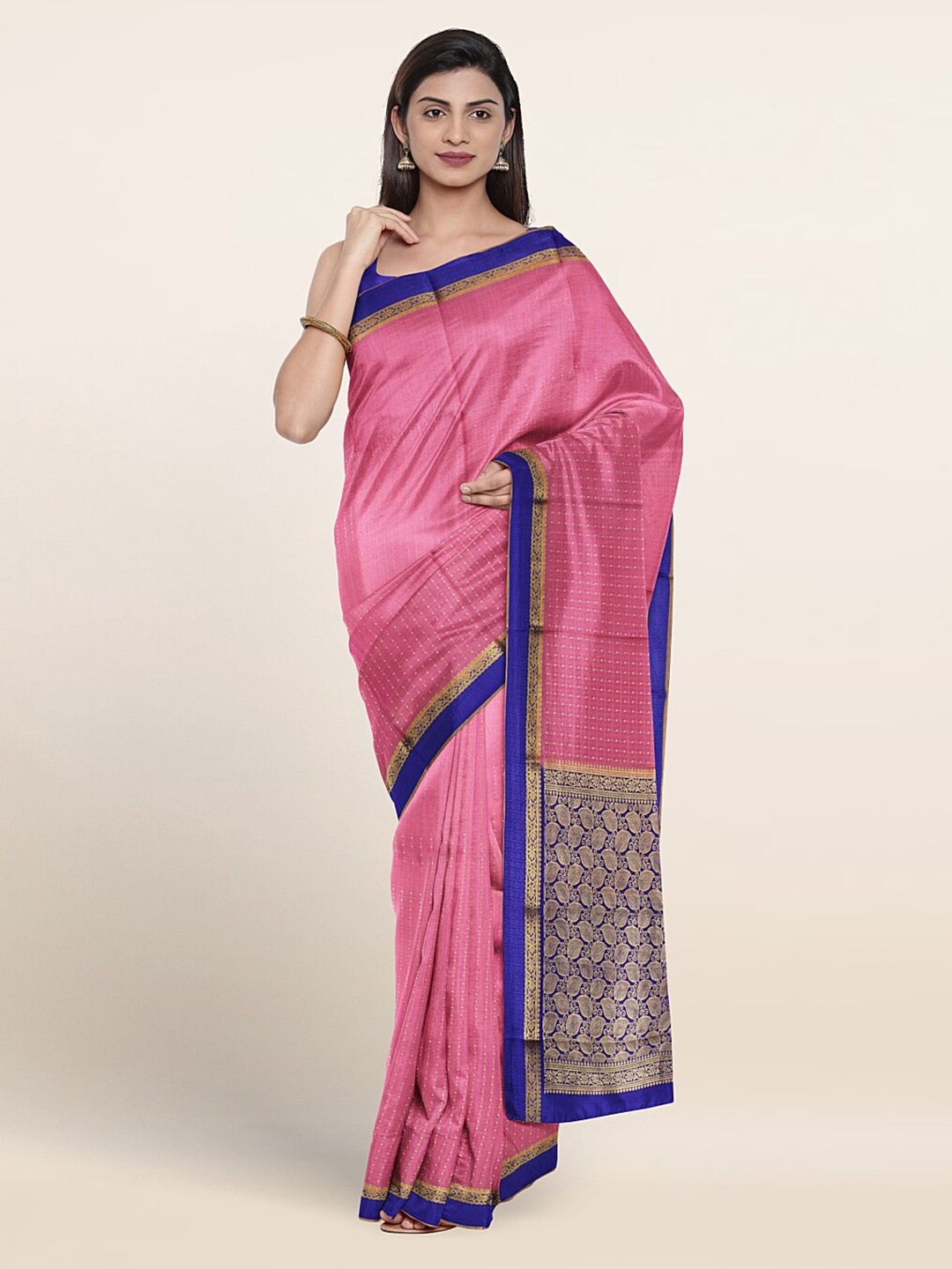 

Pothys Woven Design Zari Pure Silk Saree, Pink