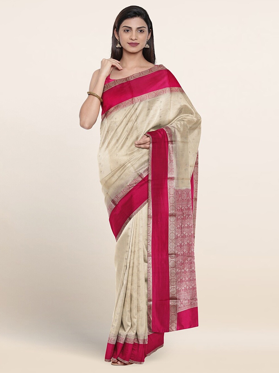 

Pothys Woven Design Zari Pure Silk Saree, Off white