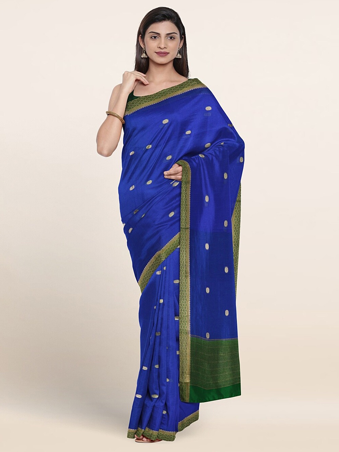 

Pothys Floral Woven Design Zari Pure Silk Saree, Blue