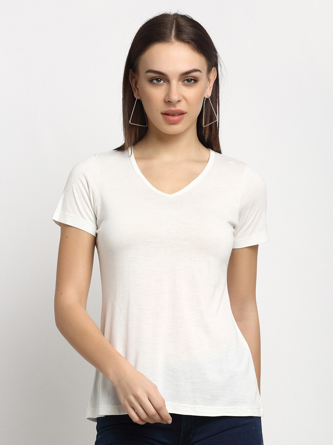 

Rute V-Neck Cotton Slim Fit T-shirt, White