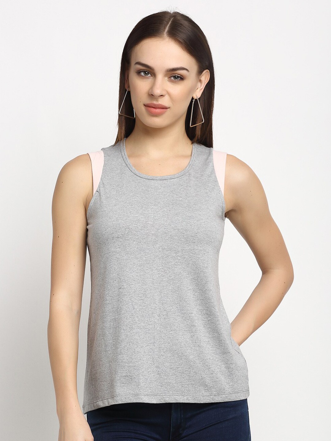 

Rute Round Neck Cotton T-shirt, Grey