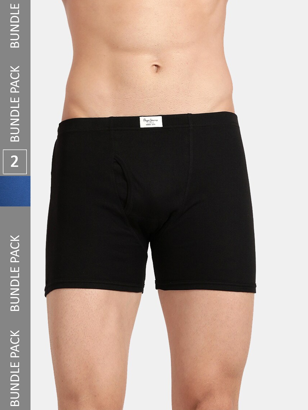 

Pepe Jeans Men Pack Of 2 Cotton Trunks CLT01-BLACK|CLASSIC BLUE-S