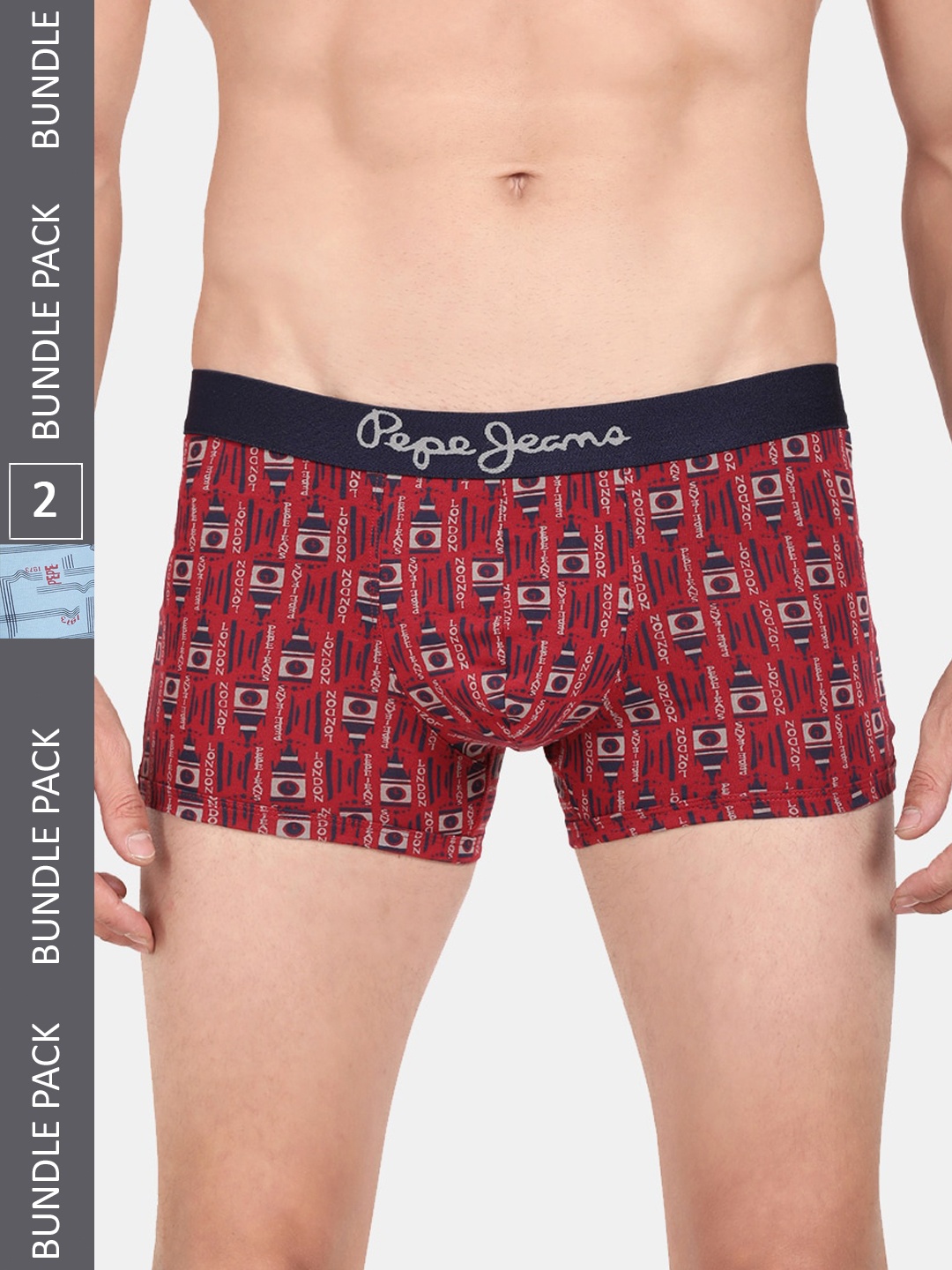 Pepe Jeans Pack Of 2 Printed Cotton Trunks CLT05-PARRY RED AOP
