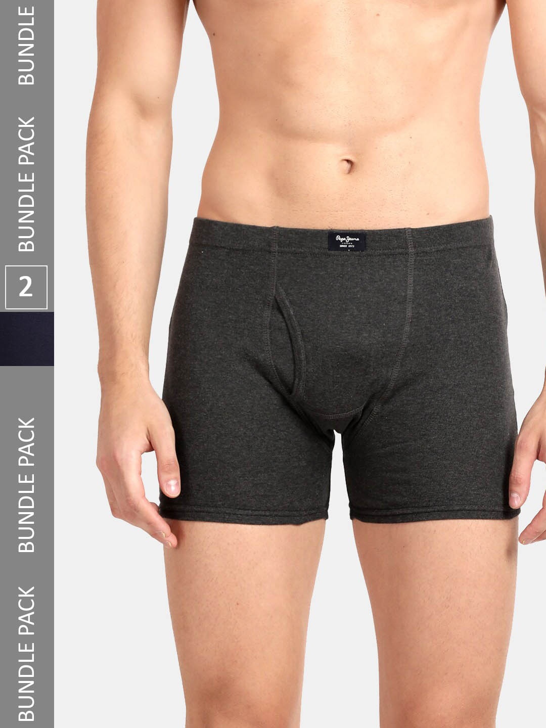 

Pepe Jeans Men Pack Of 2 Cotton Trunks CLT01-CHARCOAL MELANGE|TRUE BLUE-XL