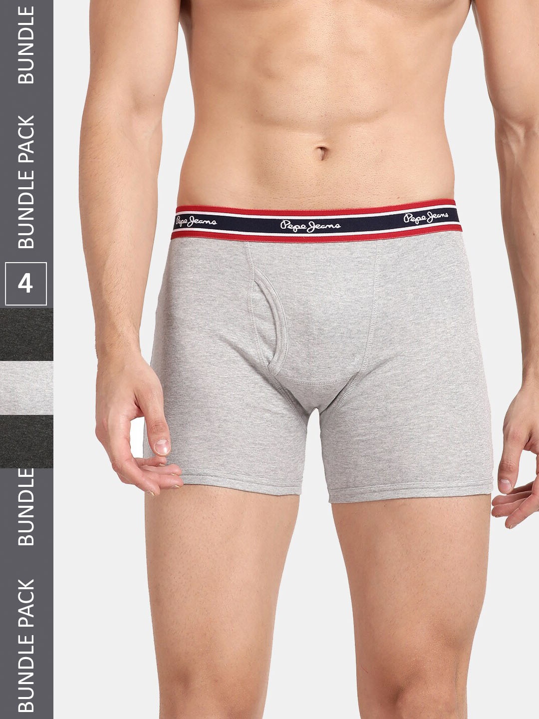 

Pepe Jeans Men Pack Of 4 Cotton Trunks CLT02 CHARCOAL MELANG GREY MELANGE