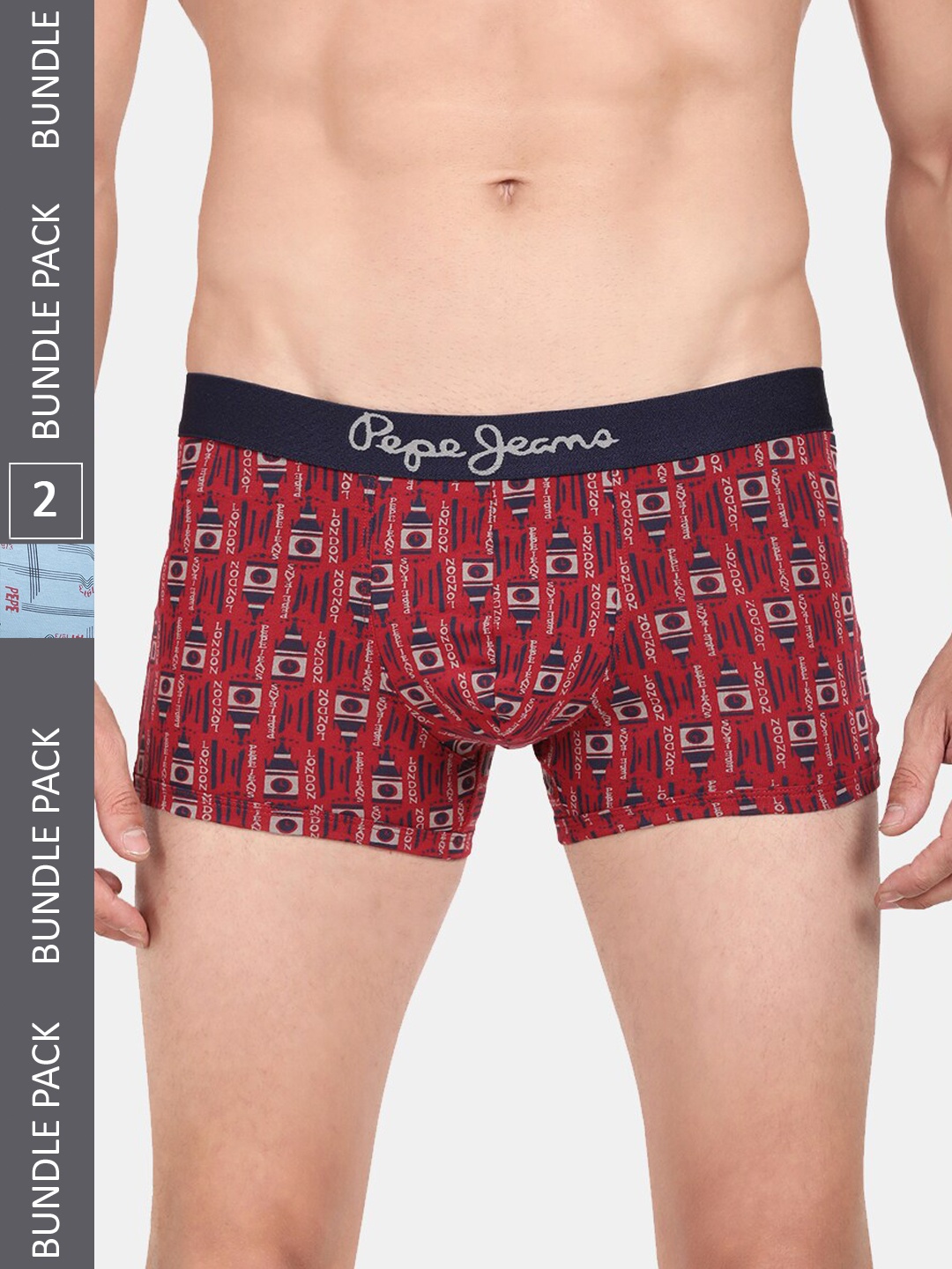 

Pepe Jeans Men Pack Of 2 Printed Cotton Trunks, Red