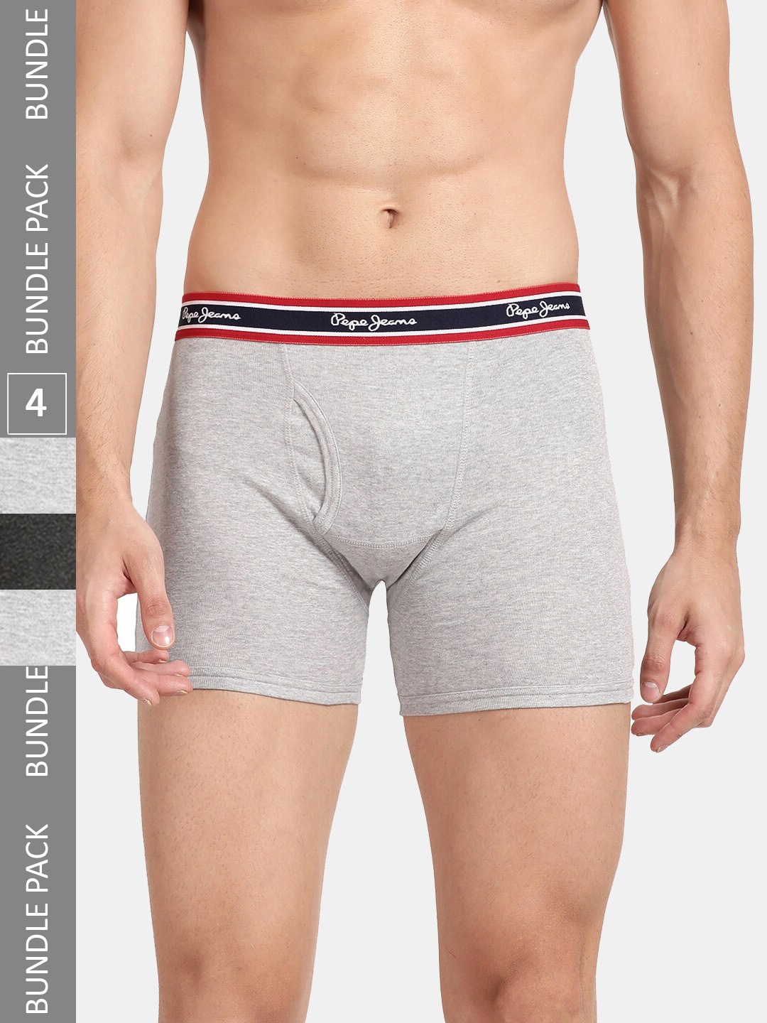 

Pepe Jeans Men Pack Of 4 Outer Elastic Cotton Trunks, Charcoal