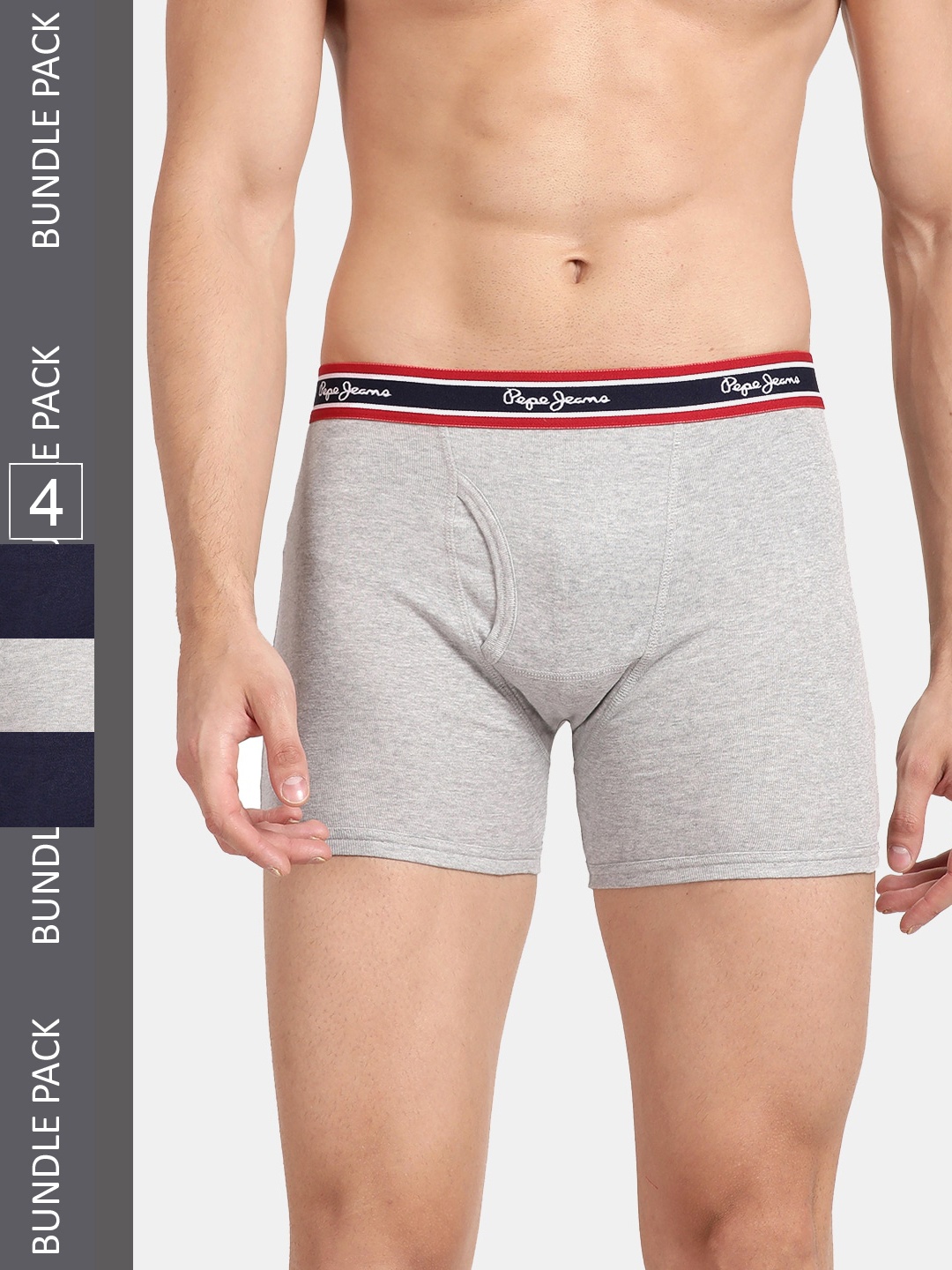

Pepe Jeans Men Pack Of 4 Outer Elastic Cotton Trunks, Navy blue