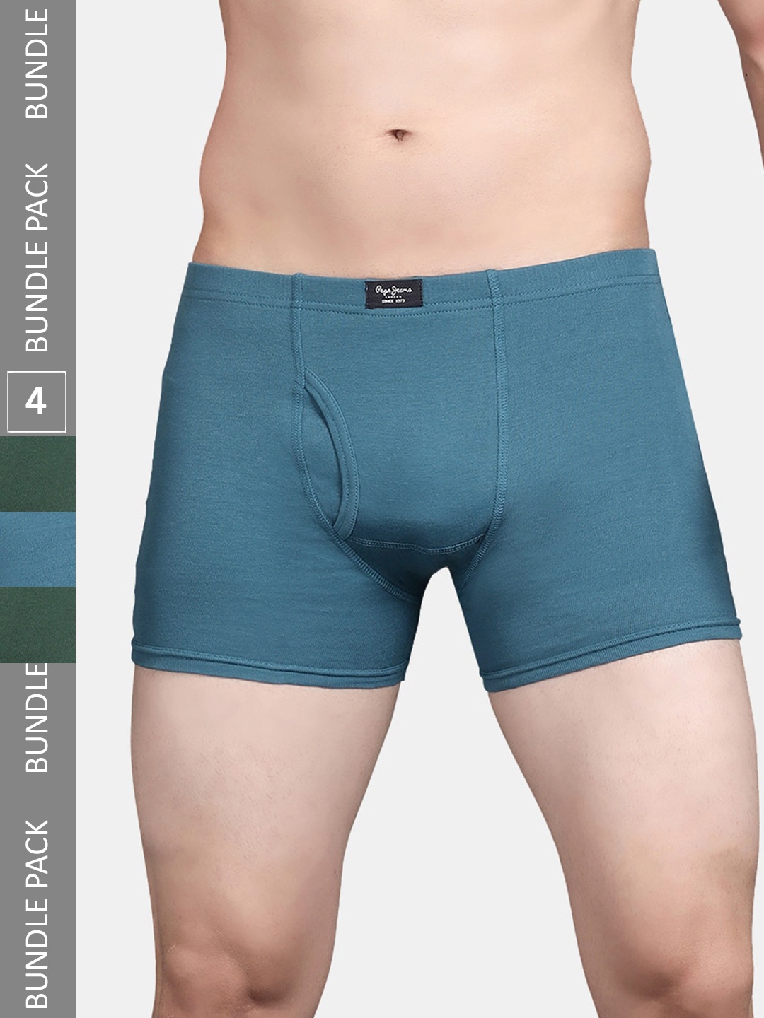 

Pepe Jeans Men Pack Of 4 Outer Elastic Cotton Trunks, Green