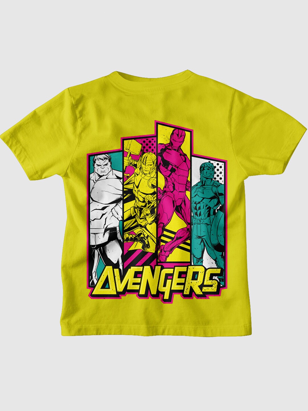 

BONKIDS Boys Avengers Printed Cotton T-shirt, Yellow