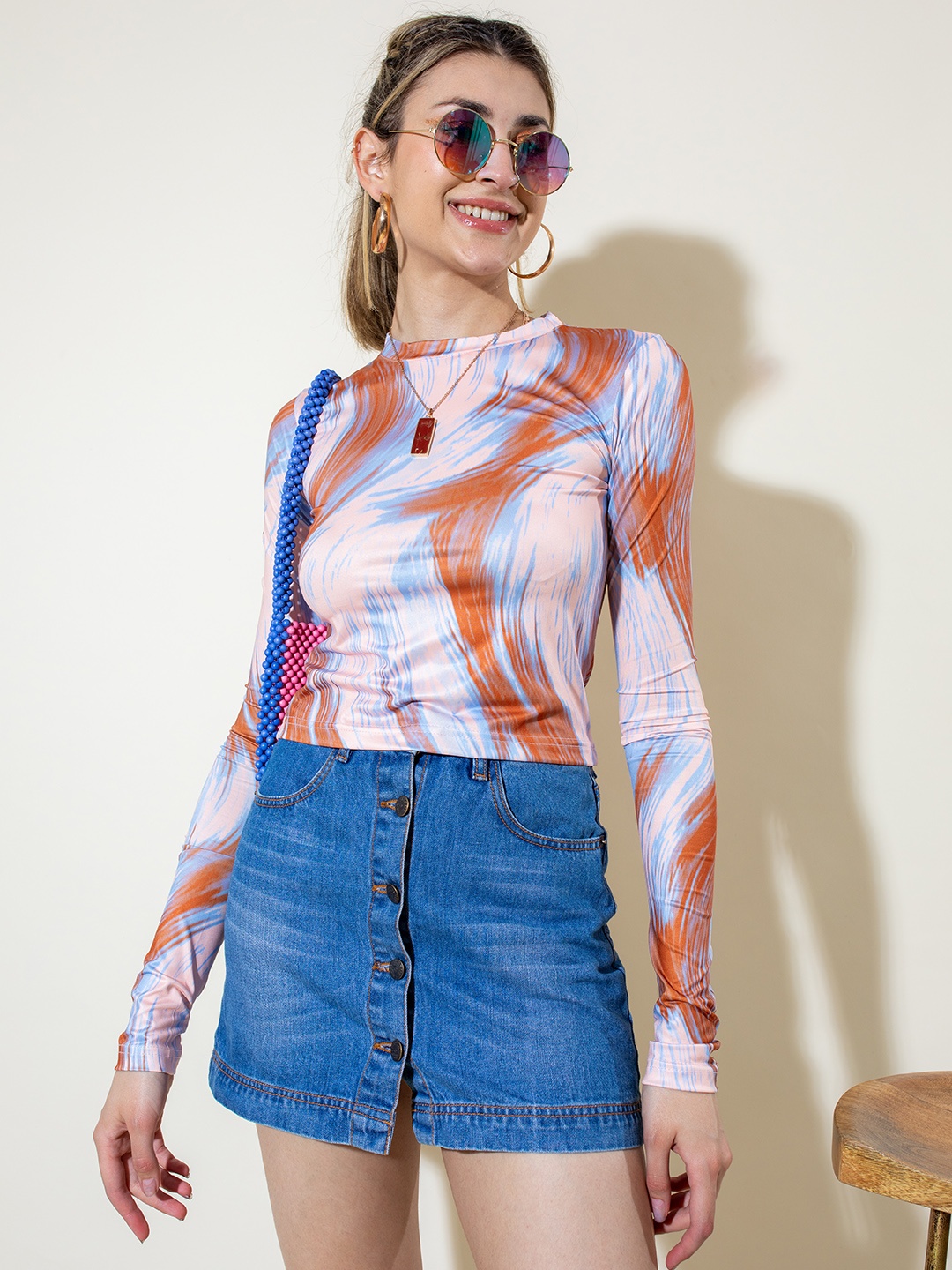 

Stylecast X Hersheinbox Abstract Printed Regular Top, Rust