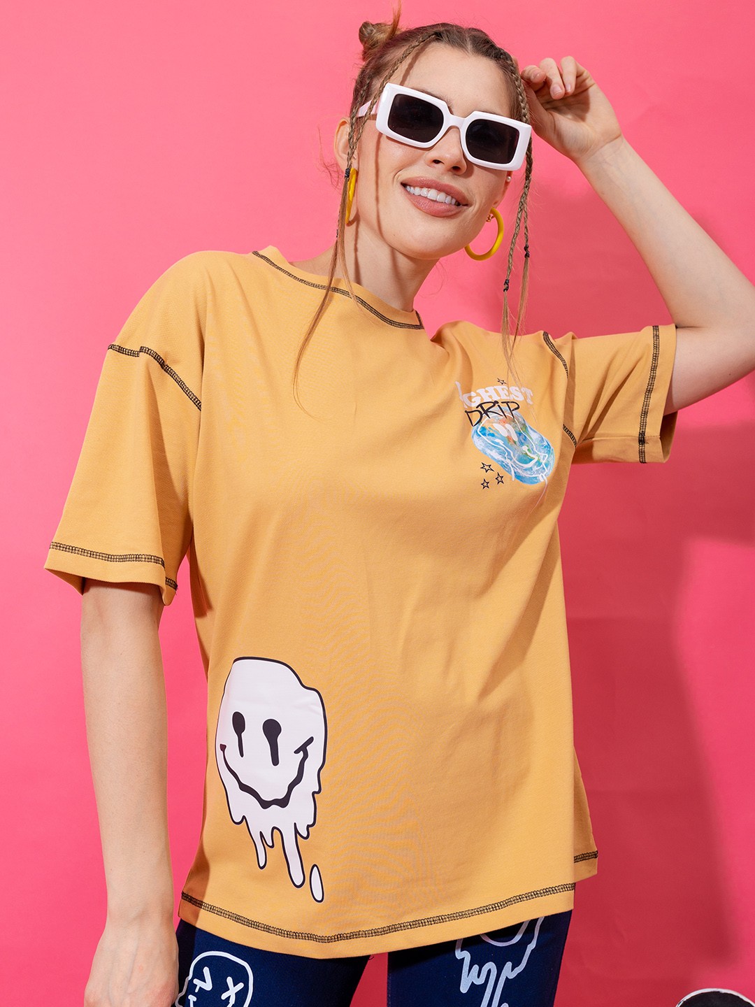 

Stylecast X Hersheinbox Graphic Printed Pure Cotton T-shirt, Beige