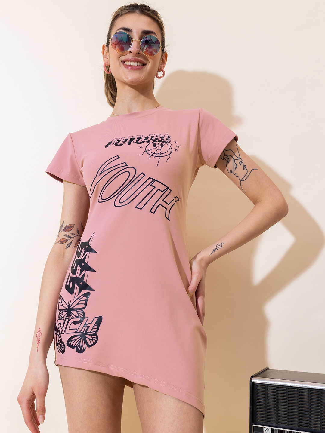 

Stylecast X Hersheinbox Printed T-shirt Mini Dress, Rose
