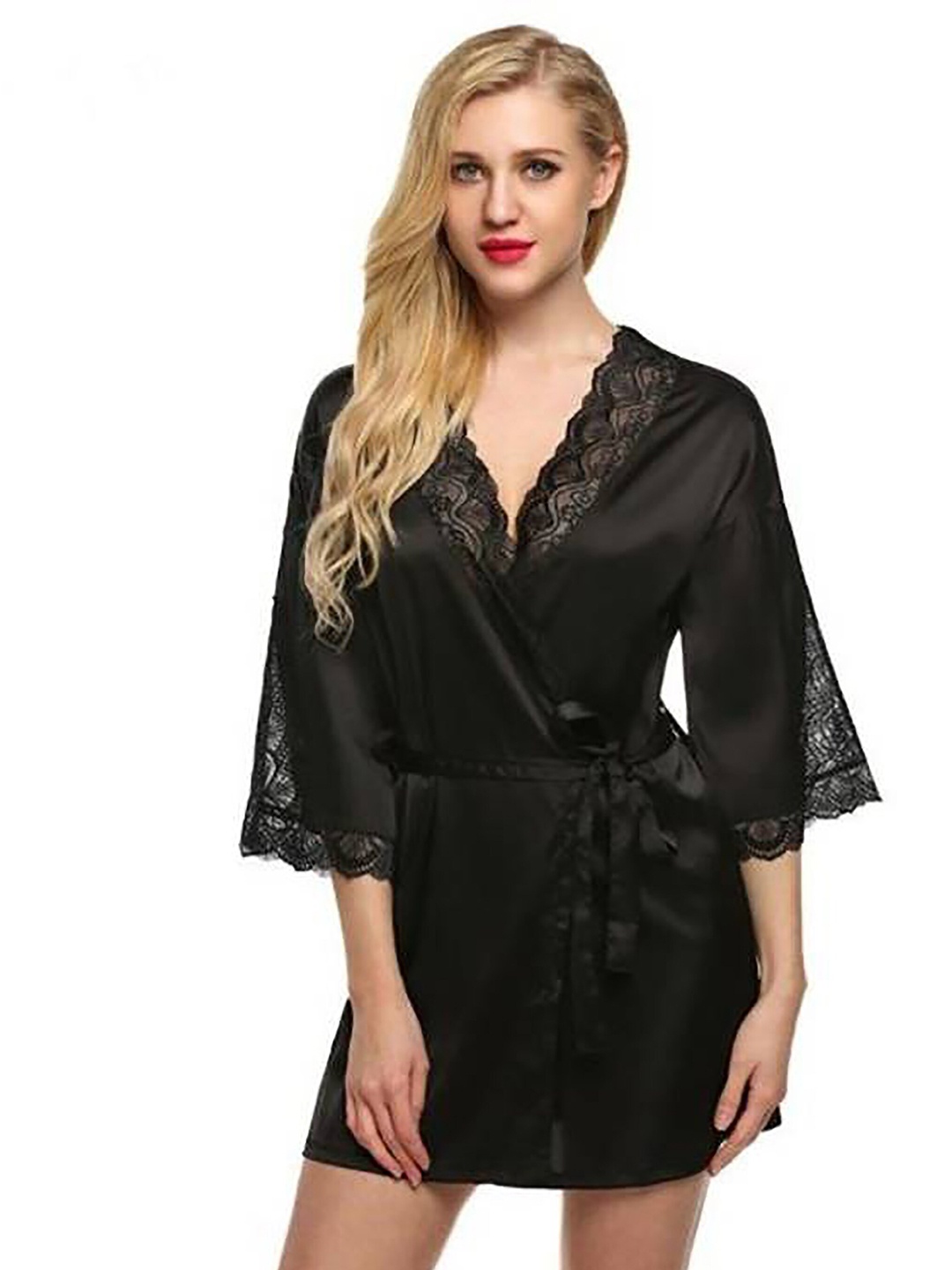 

AROUSY Women Bath Robe, Black