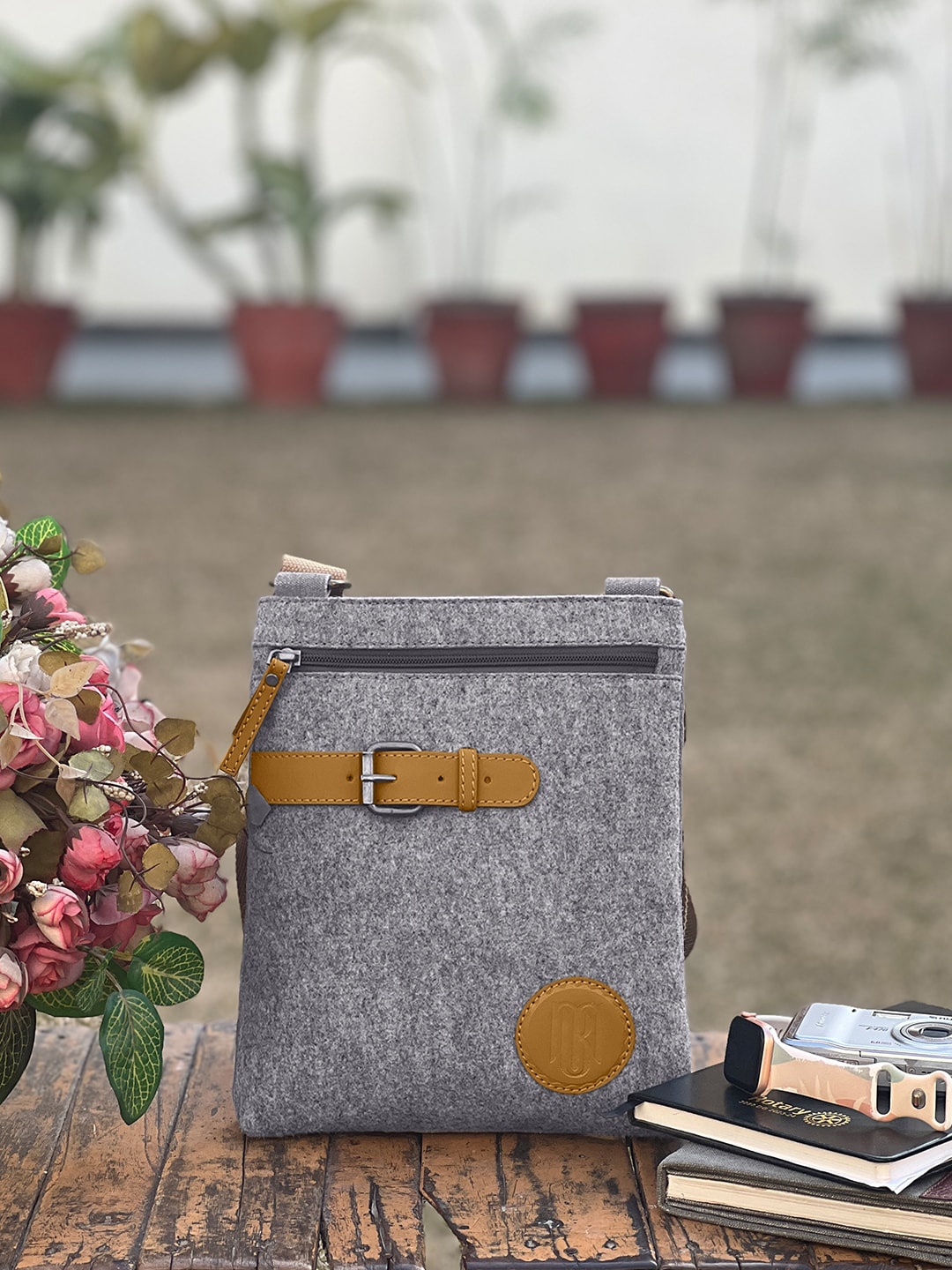 

Mona B Grey Structured Sling Bag