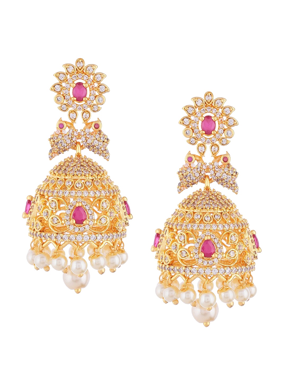 

Mallepula Gold-Plating Dome Shaped Jhumkas Earrings