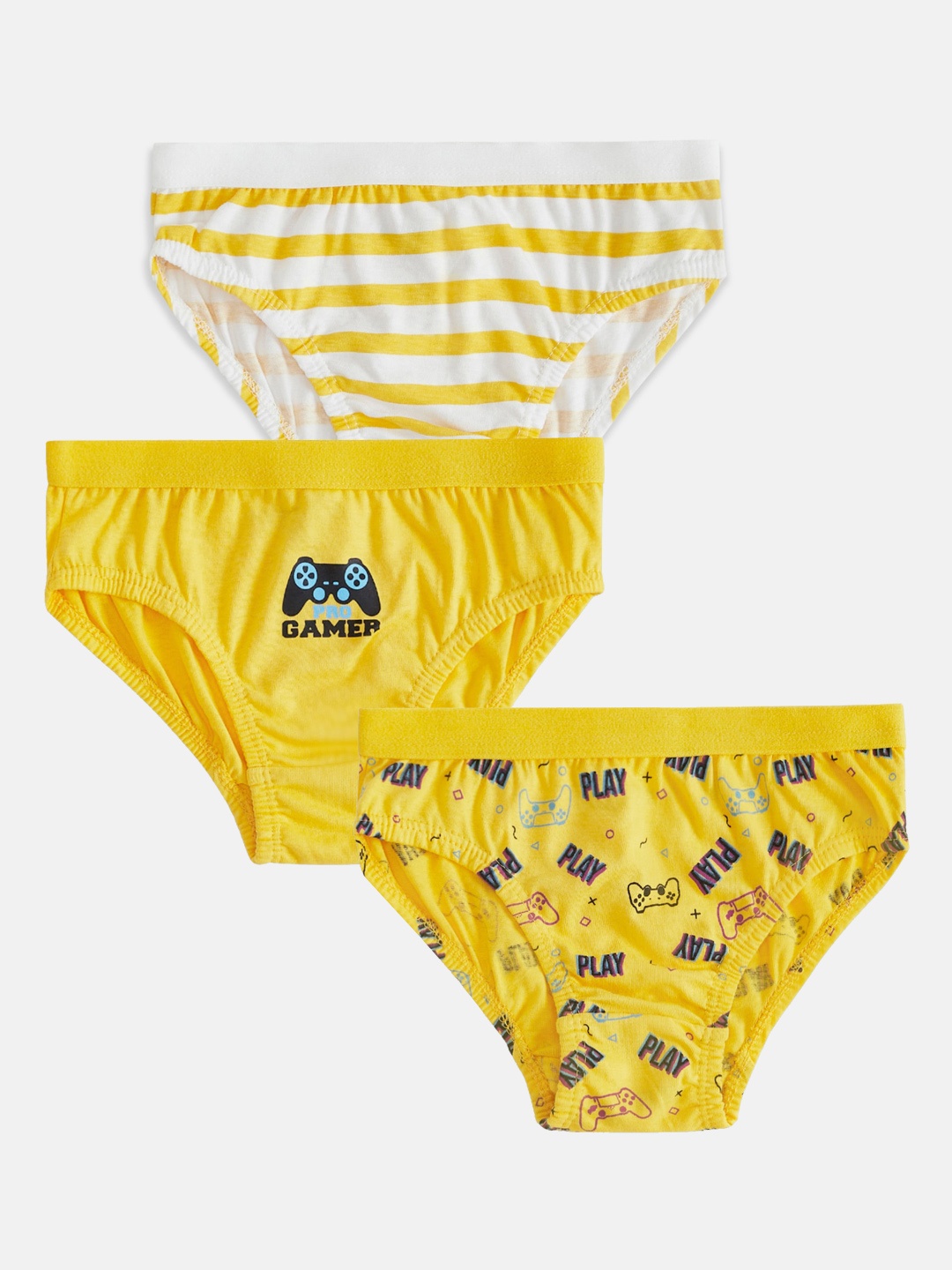 

Pantaloons Junior Boys Pack Of 3 Printed Cotton Basic Briefs, Yellow