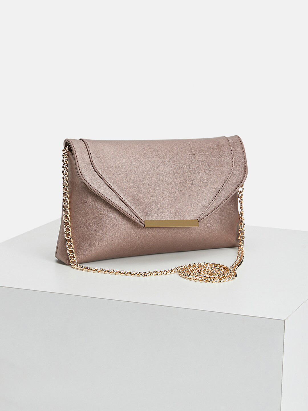 

Forever Glam by Pantaloons Shoulder Straps PU Purse Clutch, Beige