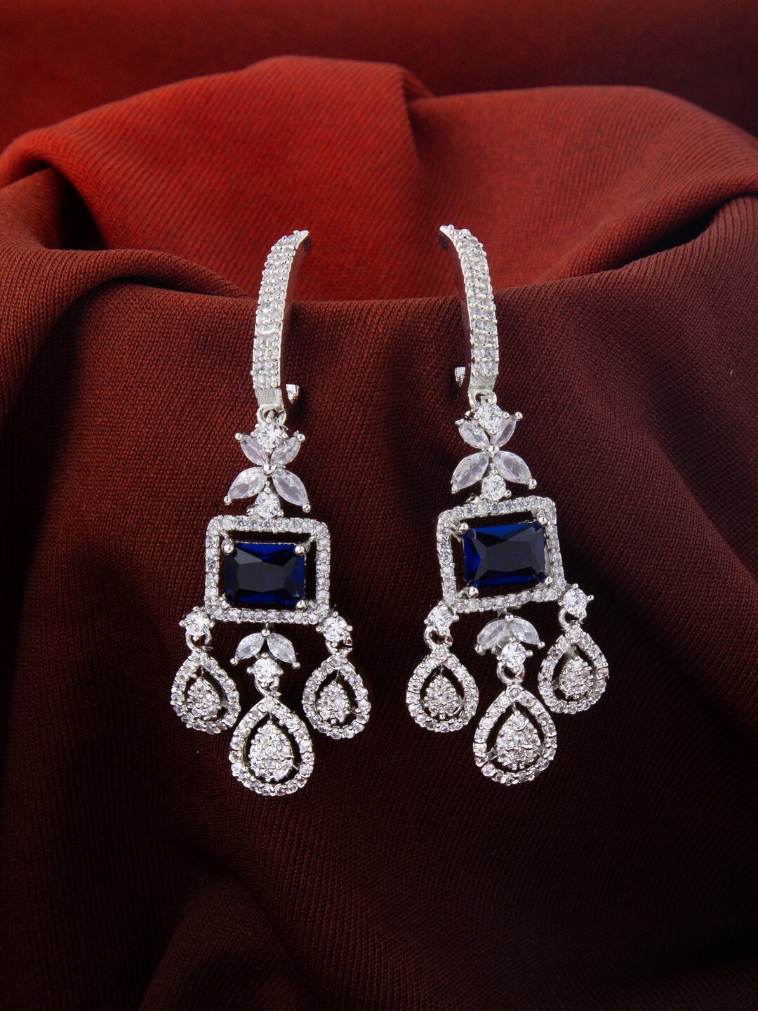 

Vita Bella Silver Plated Contemporary Drop Earrings, Blue