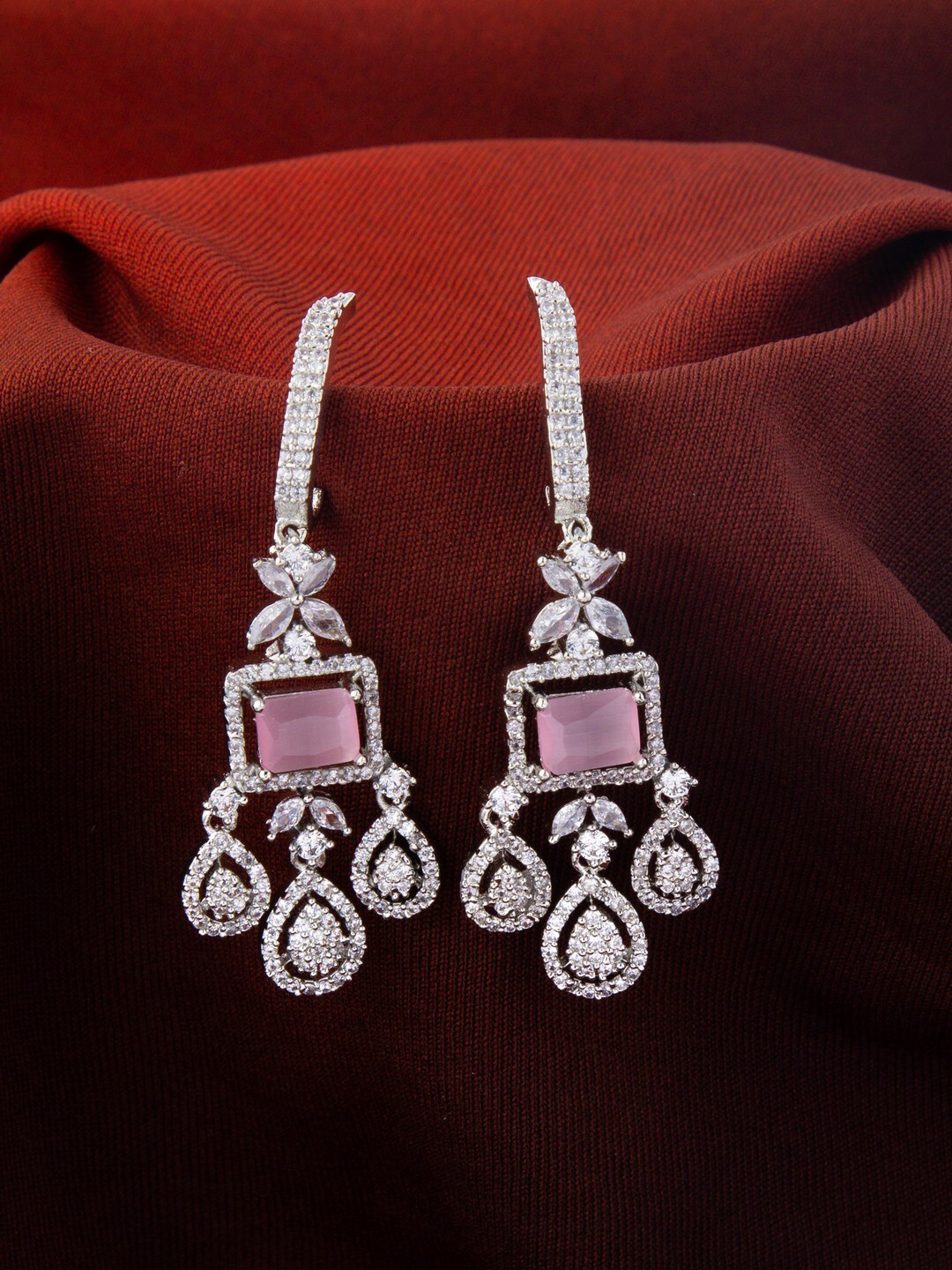 

Vita Bella Rose Gold-Plated Contemporary Drop Earrings, Pink
