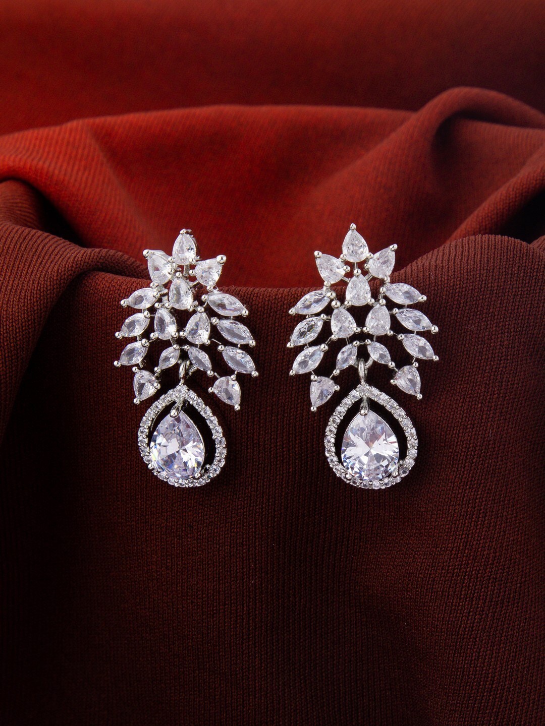 

Vita Bella Silver-Plated Contemporary Drop Earrings, White