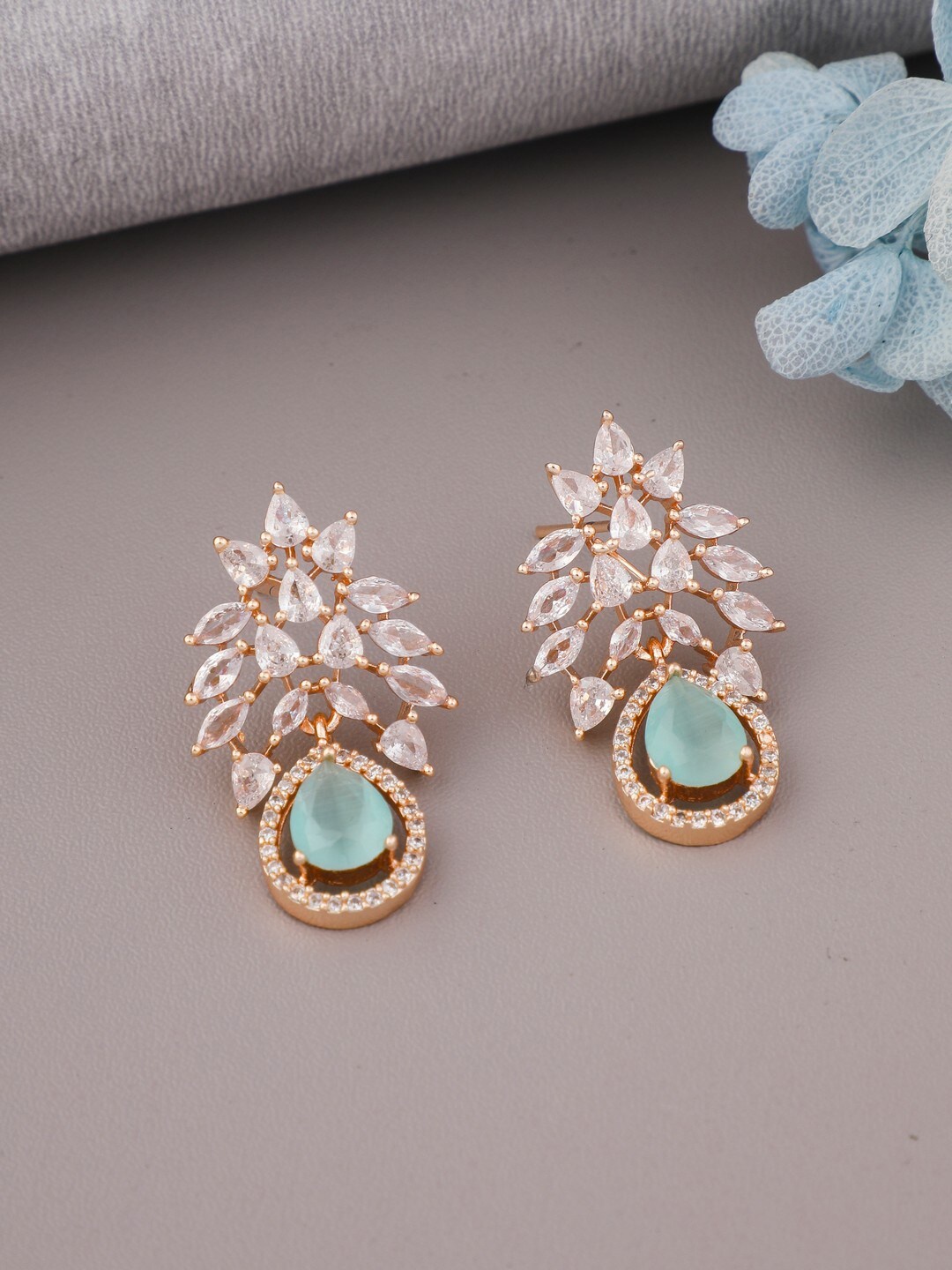 

Vita Bella Rose Gold Plated Contemporary Drop Earrings, Green