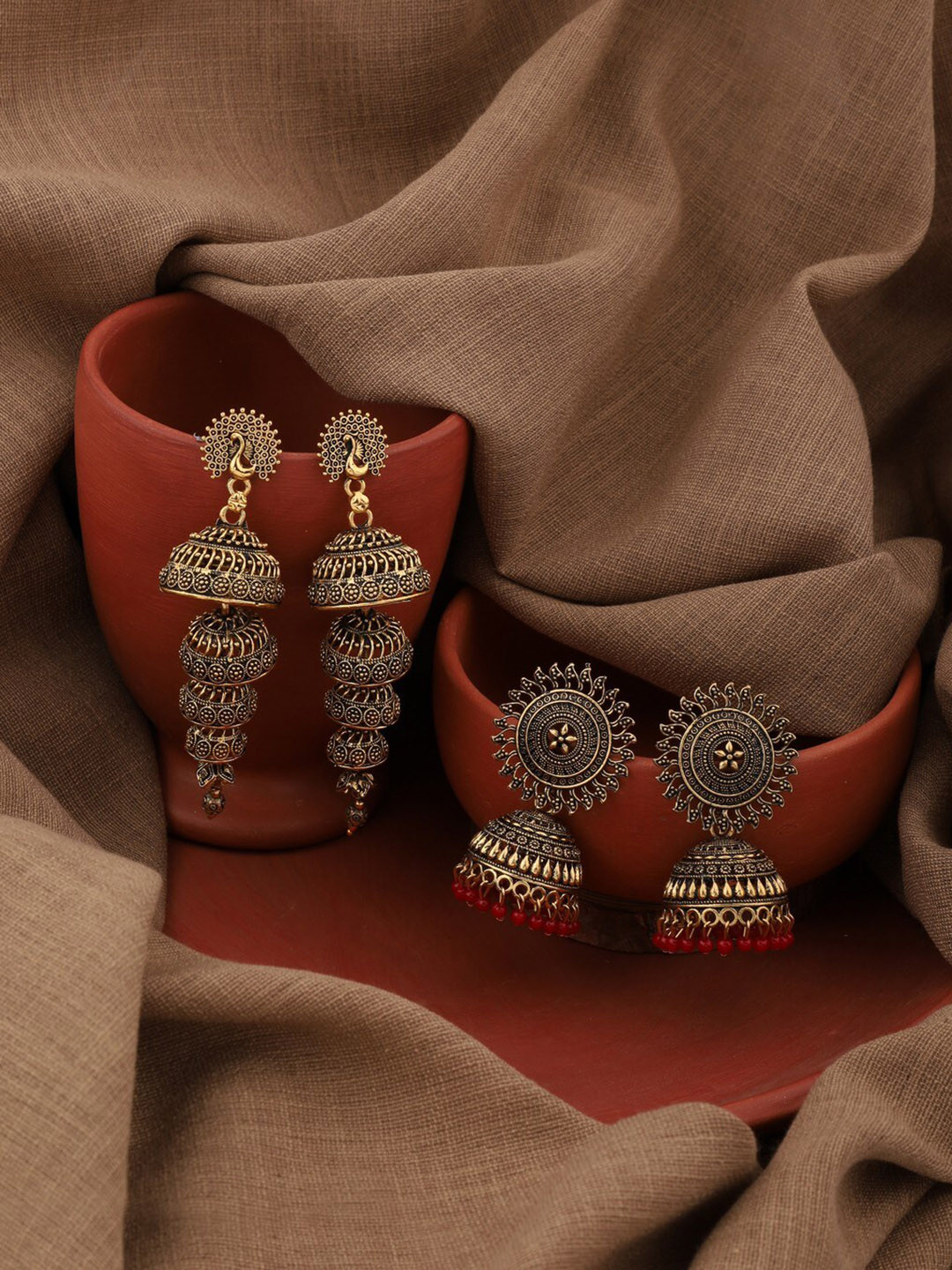 

Vita Bella Set Of 2 Gold-Plated Jhumkas Earrings