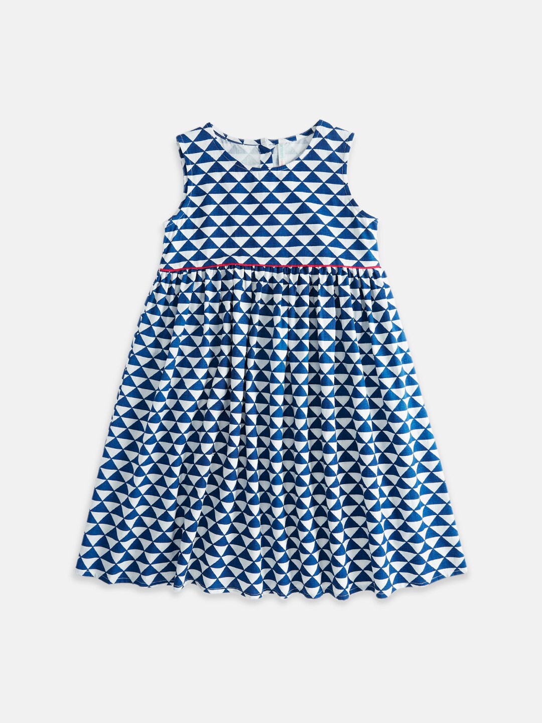 

Pantaloons Junior Girls Sleeveless Geometric Printed A-Line Cotton Dress, Blue