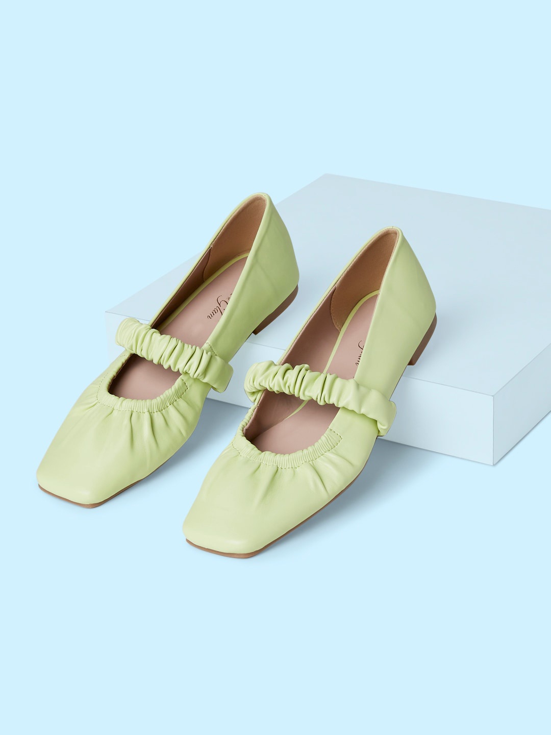 

Forever Glam by Pantaloons Women Square Toe PU Ballerinas, Lime green