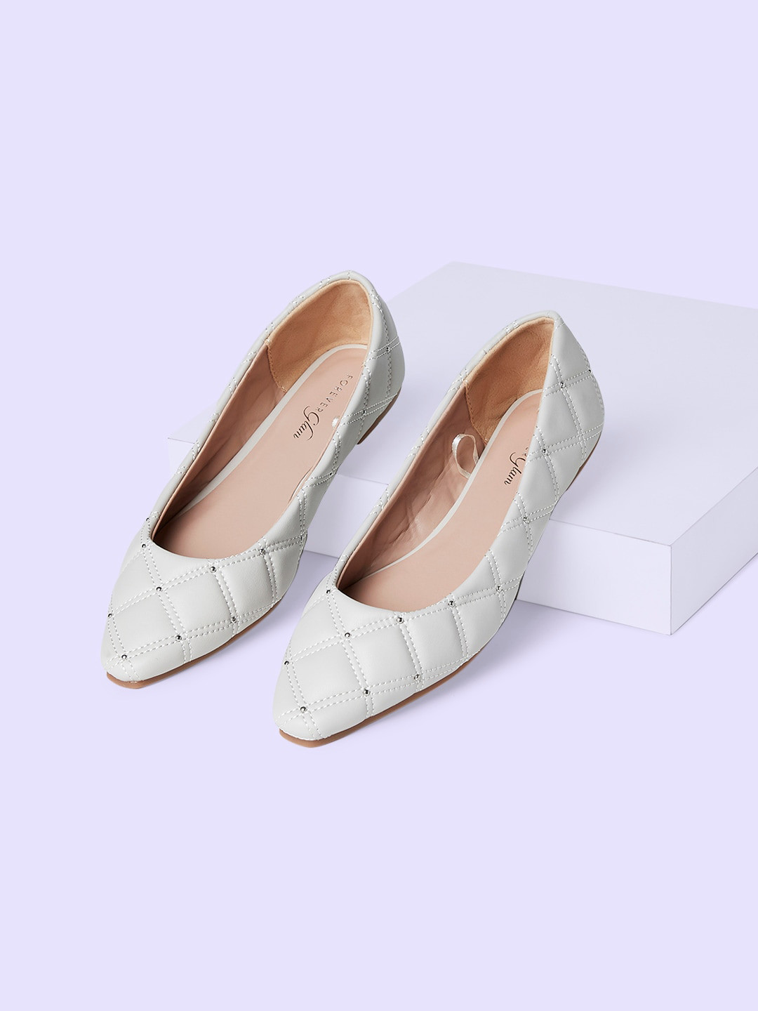 

Forever Glam by Pantaloons Women Woven Design Pointed Toe Ballerinas, Grey