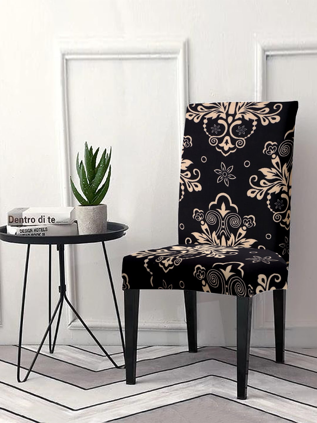 

Cortina Black & Beige Printed Super Stretchable Chair Covers